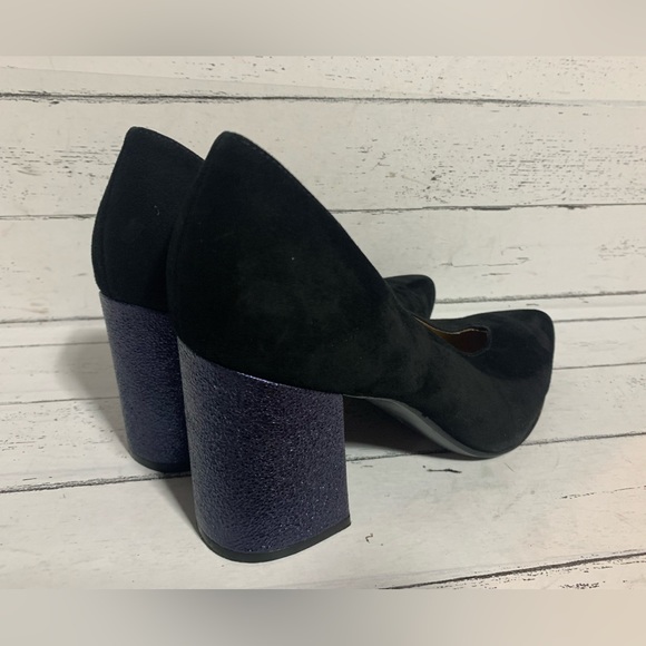 Naturalizer Women’s Pumps Size 8.5W | Black Suede with Glitter Block Heel - Picture 4 of 15